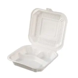 Cornstarch Clamshell 8x8 Inch 3 Compartments