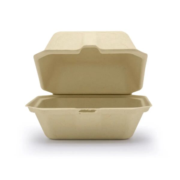 Sugarcane Bagasse Clamshell Burger Boxes 6*6'' - Biogreenbox