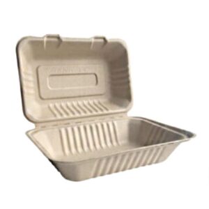 9''x 6'' Rectangle Bagasse Clamshell Box