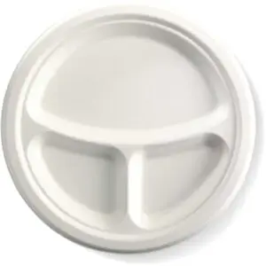 Round Compartments Bagasse plate