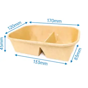 2 Compartment Kraft Paper Inner Tray 500ML